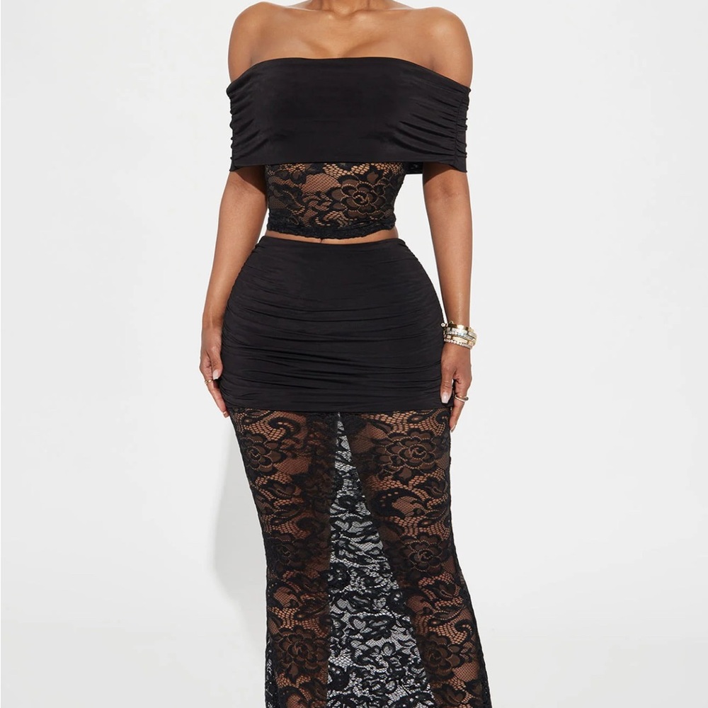 Sexy lace maxi skirt set